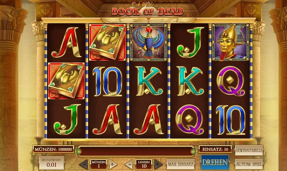 La machine à sous populaire Book of Dead est jouable au Casino en ligne 22 Bet