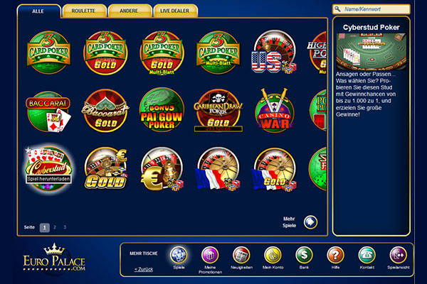 Jeux Euro Palace