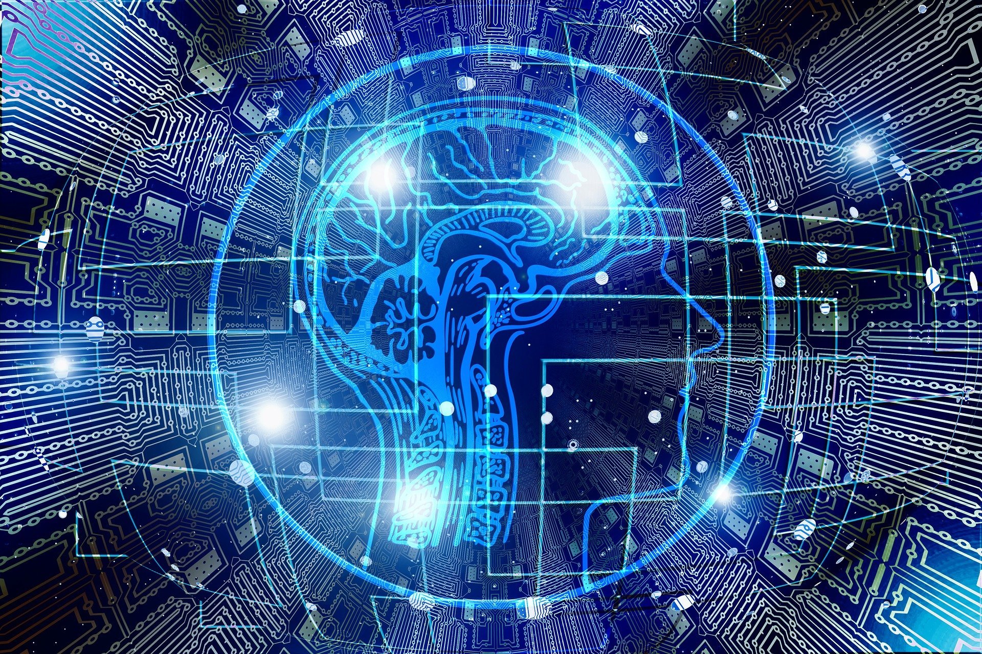 Image d'icône: Illustration D'intelligence artificielle avec cerveau humain et circuits