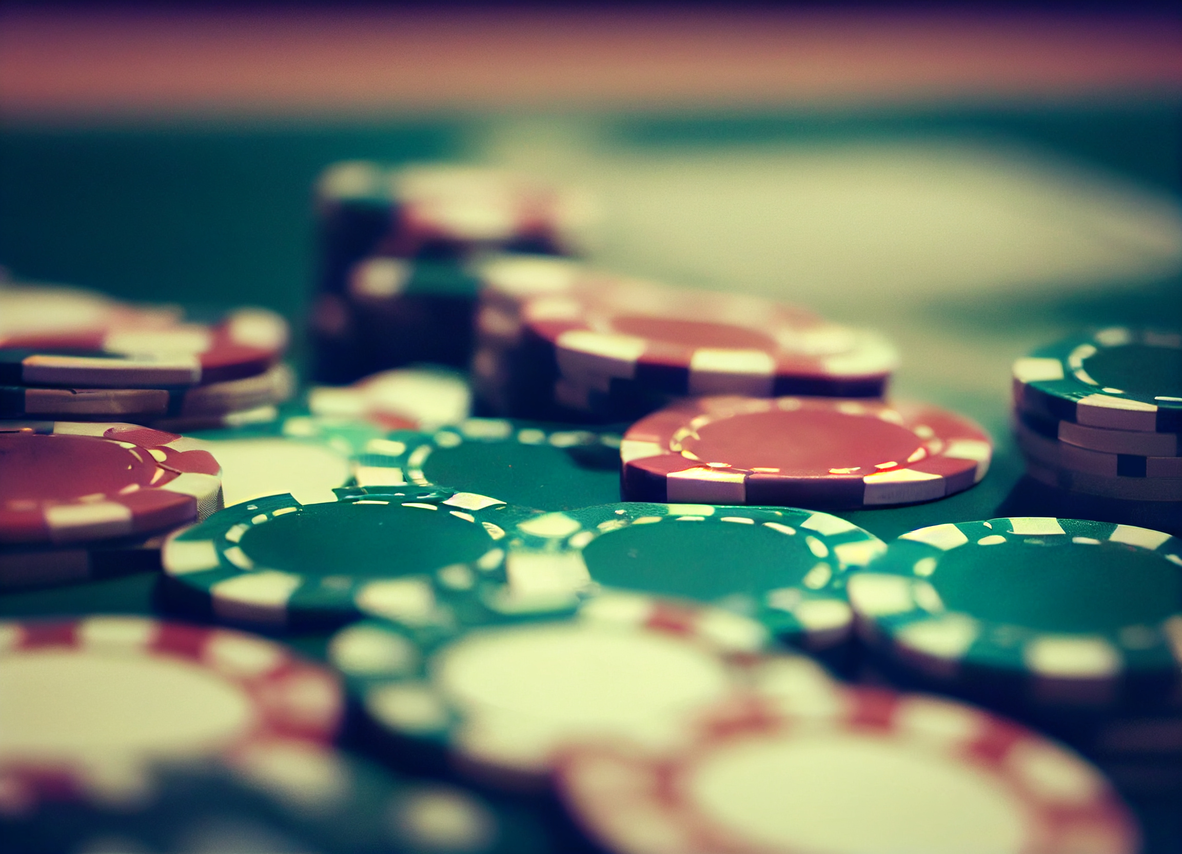 Gros plan de jetons de poker sur une table de poker