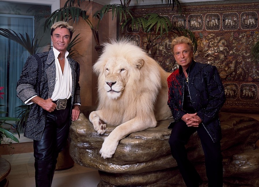 Siegfried et Roy avec le lion blanc